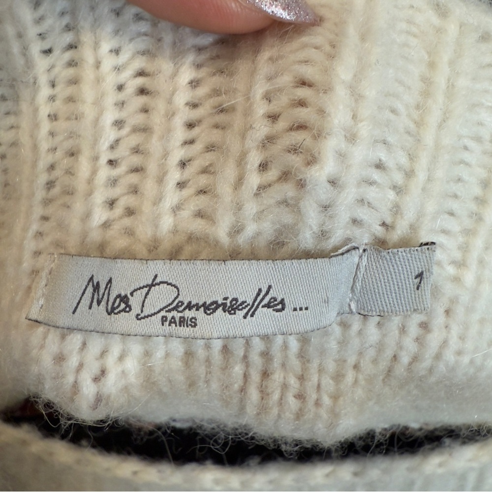 Mes Demoiselles Ejaz Ecru Wool Blend Sweater Cream Boho Designer Women Size S - Picture 9 of 14